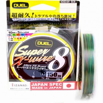 Леска плетеная YO-ZURI DUEL PE SUPER X-WIRE 8 0.15 мм/7 кг 150 м разноцветная Леска плетеная YO-ZURI DUEL PE SUPER X-WIRE 8 0.15 мм/7 кг 150 м разноцветная