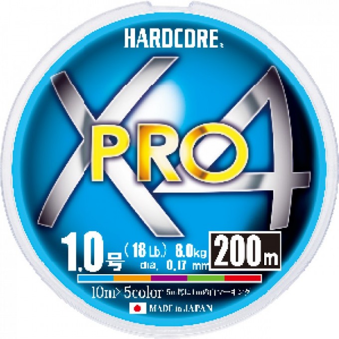 Плетеный шнур YO-ZURI DUEL PE HARDCORE X4 PRO 200m Yellow #1.5 10.0Kg (0.21mm) H3869-Y